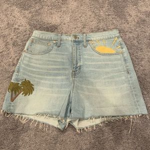 Madewell High Waist Embroidered Shorts